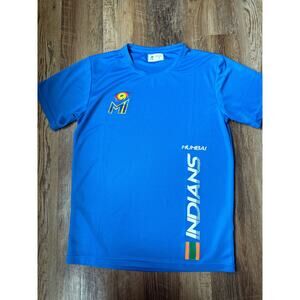 Mumbai Indians Cricket Men's Large Fandom Quick-Dry Blue Short Sleeve Shirt